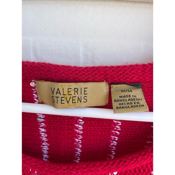 Valerie Stevens Red 3/4 sleeve sequins and fringe Sweater M CHRISTMAS - Picture 4 of 8
